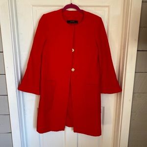 Zara Basic Red Bell Sleeve Coat